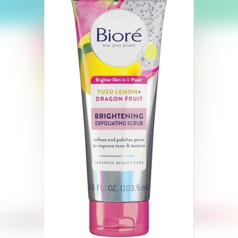 Bioré Brightening Exfoliating Scrub, 3.5 Fluid Ounces to Exfoliate and Even Skin